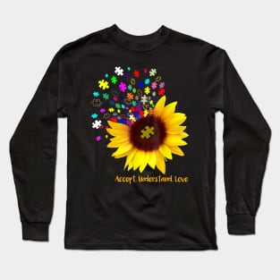 Sunflower Accept Understand Love Autism Awareness Long Sleeve T-Shirt